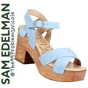 Sam Edelman Josefine Platform Heeled Sandal in Sky Blue